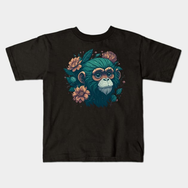 Monkey in Meditation Kids T-Shirt by ArtisanEcho